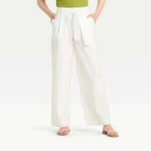 Women's High-Rise Wide Leg Pants - White 8